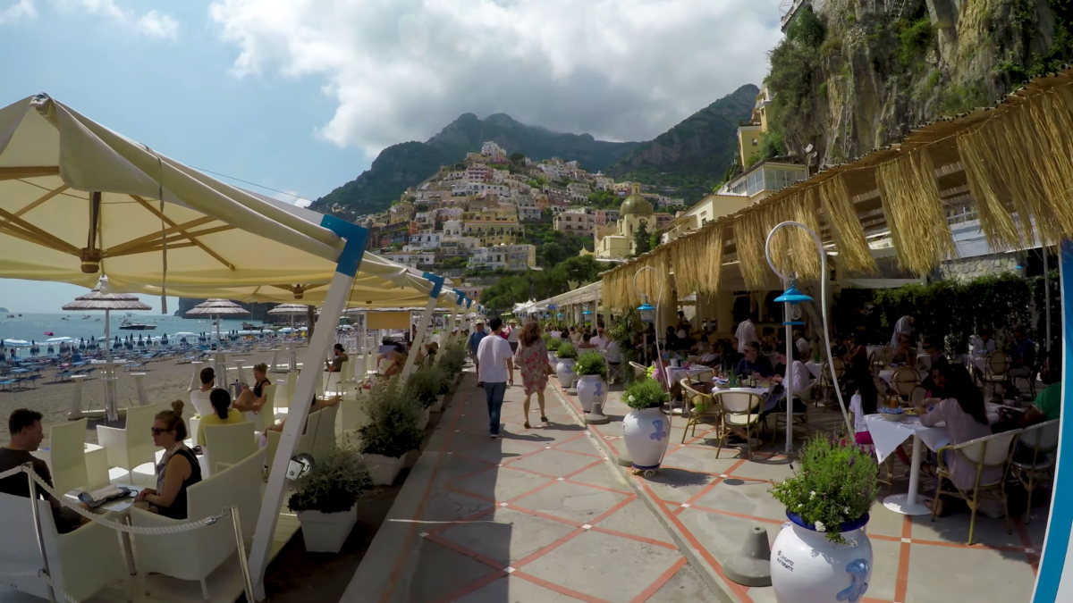 View of positano from the beach